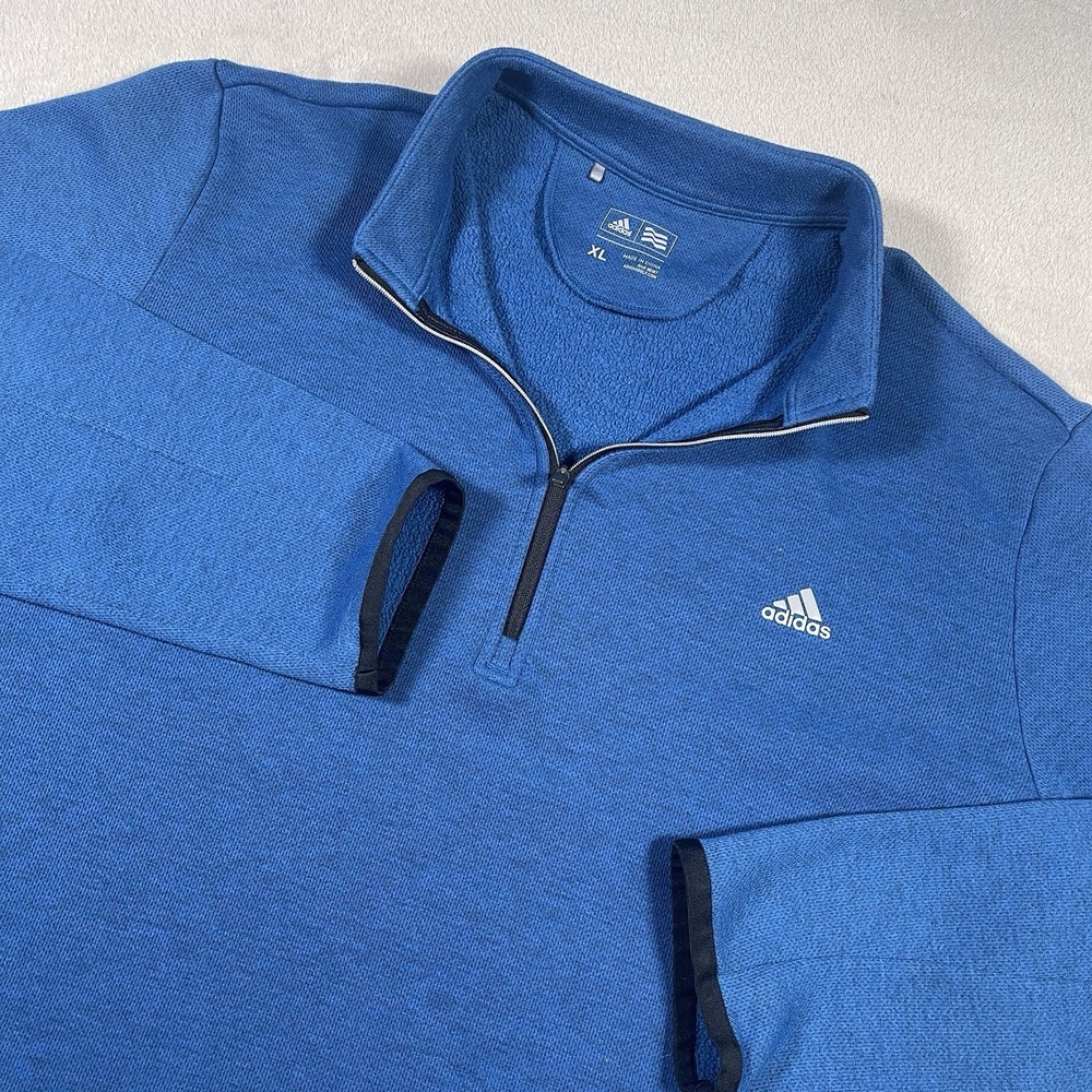 Adidas Golf 1/4 Zip Layering Sweatshirt Stone Blue Men's XL Soft Double‎ Knit